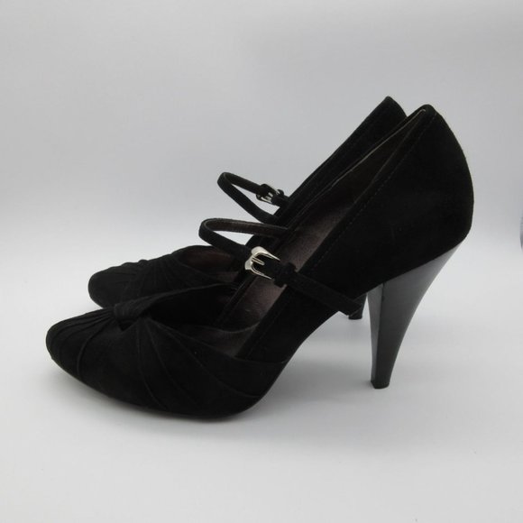 Via Spiga women's Italian suede pleated vamp high heel Mary‎ Jane pumps 8.5 - Picture 3 of 14